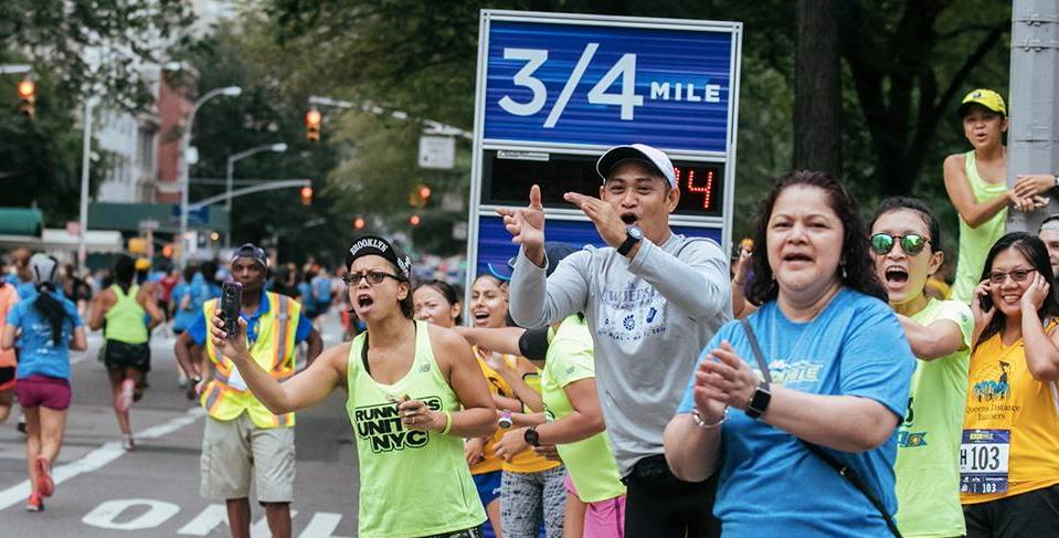 Cheer station at the .75 of a mile mark.